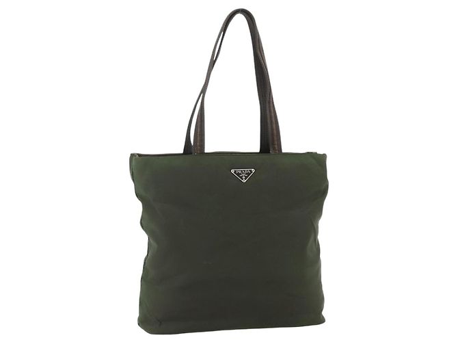 Bolsa Tote PRADA em nylon caqui prata autêntica bs34647 - vista 13