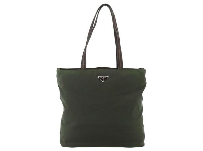 Bolsa Tote PRADA em nylon caqui prata autêntica bs34647 - vista 14