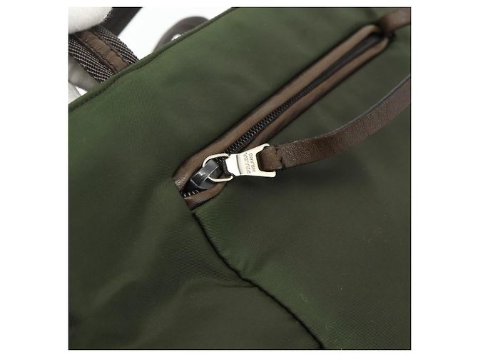 Bolsa Tote PRADA em nylon caqui prata autêntica bs34647 - vista 18