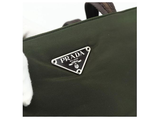 Bolsa Tote PRADA em nylon caqui prata autêntica bs34647 - vista 19