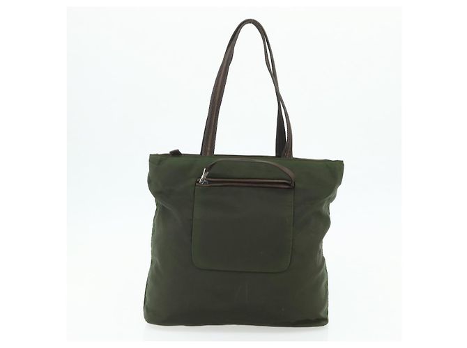 Bolsa Tote PRADA em nylon caqui prata autêntica bs34647 - vista 2