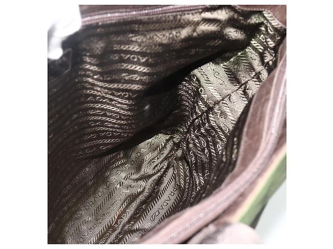 Bolsa Tote PRADA em nylon caqui prata autêntica bs34647 - vista 20