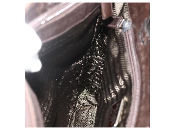Bolsa Tote PRADA em nylon caqui prata autêntica bs34647 - vista 21