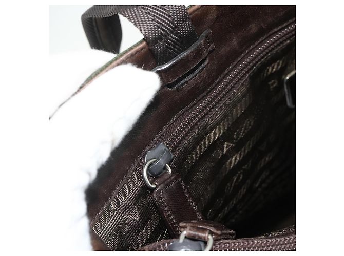 Bolsa Tote PRADA em nylon caqui prata autêntica bs34647 - vista 22
