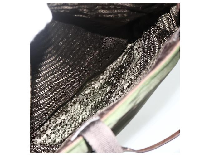 Bolsa Tote PRADA em nylon caqui prata autêntica bs34647 - vista 26