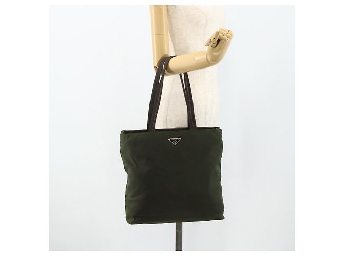 Bolsa Tote PRADA em nylon caqui prata autêntica bs34647 - vista 28
