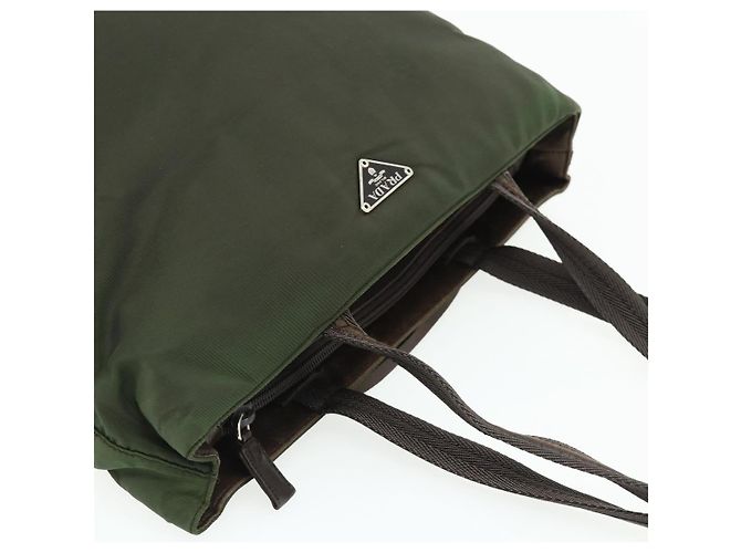 Bolsa Tote PRADA em nylon caqui prata autêntica bs34647 - vista 6