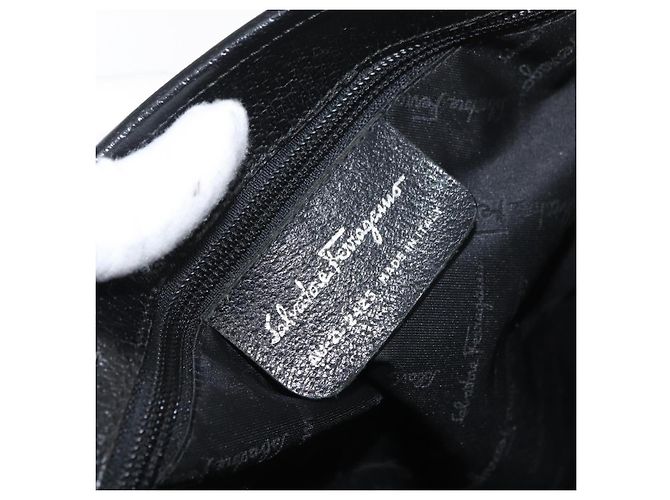 Salvatore Ferragamo Borsa Tote Gancini in Nylon Nero Argento Auth 176841A - vista 12
