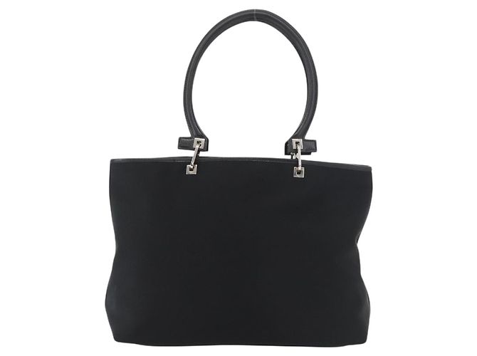 Salvatore Ferragamo Borsa Tote Gancini in Nylon Nero Argento Auth 176841A - vista 13