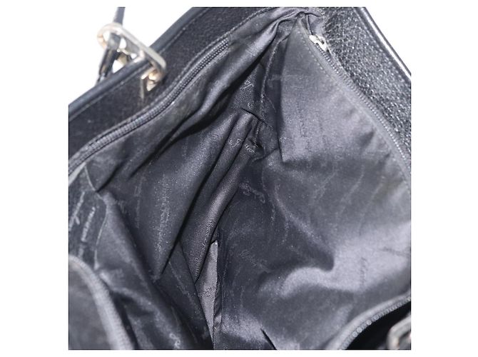 Salvatore Ferragamo Borsa Tote Gancini in Nylon Nero Argento Auth 176841A - vista 17
