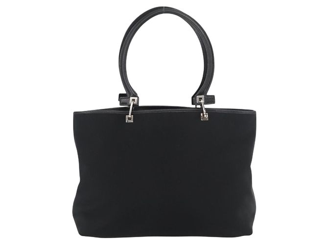 Salvatore Ferragamo Borsa Tote Gancini in Nylon Nero Argento Auth 176841A - vista 2