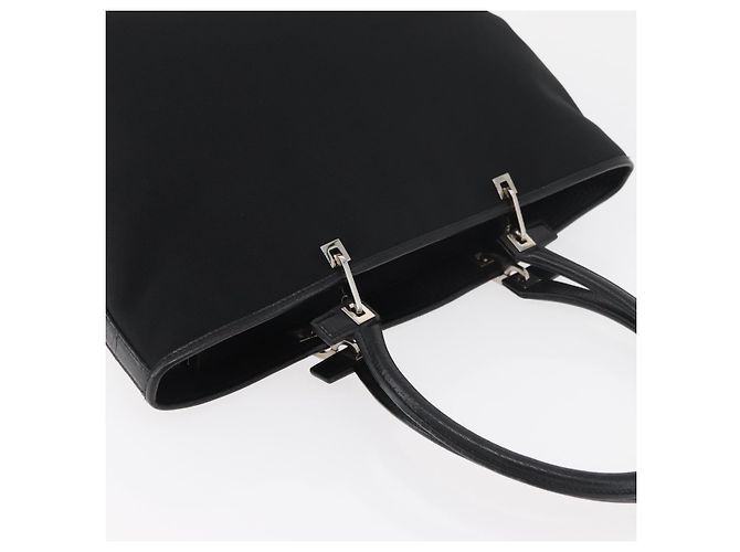 Salvatore Ferragamo Borsa Tote Gancini in Nylon Nero Argento Auth 176841A - vista 6
