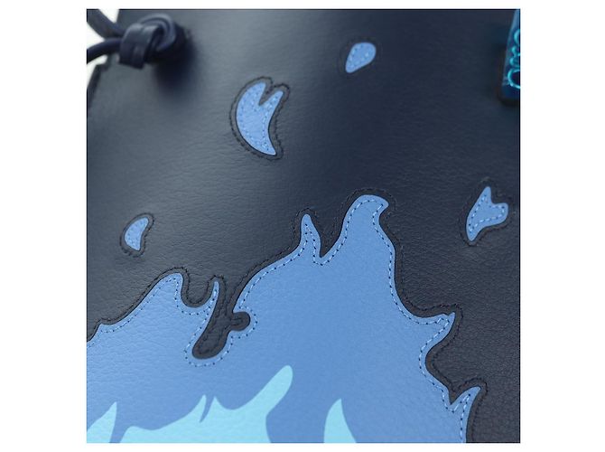 LOEWE ~ Ghibli Howl's Pebble Dice Borsa Calcifer in Pelle Blu Marina Auth 167246SM Blu navy - vista 19