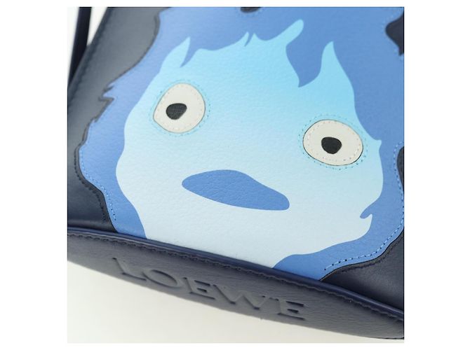 LOEWE ~ Ghibli Howl's Pebble Dice Borsa Calcifer in Pelle Blu Marina Auth 167246SM Blu navy - vista 20