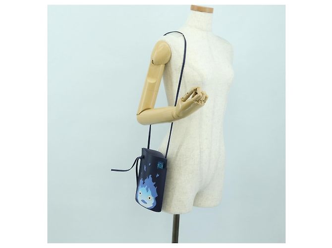 LOEWE ~ Ghibli Howl's Pebble Dice Borsa Calcifer in Pelle Blu Marina Auth 167246SM Blu navy - vista 24