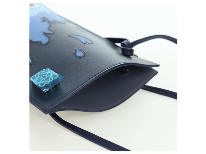 LOEWE ~ Ghibli Howl's Pebble Dice Borsa Calcifer in Pelle Blu Marina Auth 167246SM Blu navy - vista 6