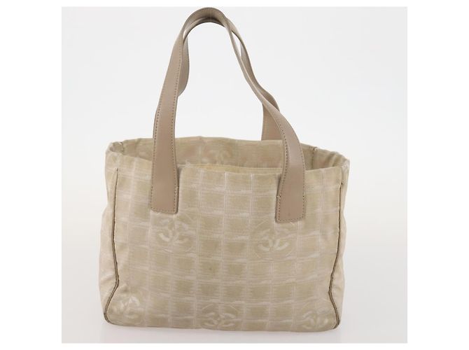 CHANEL Nuova linea di viaggio Borsa tote in nylon 2 pezzi Beige CC Auth ti3895 - vista 10