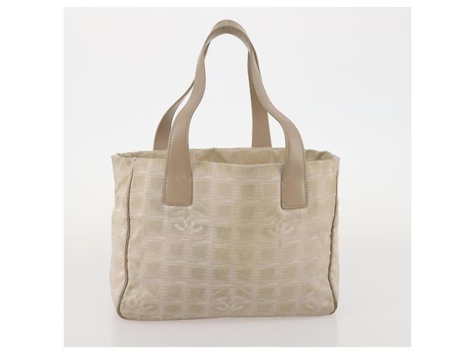 CHANEL Nuova linea di viaggio Borsa tote in nylon 2 pezzi Beige CC Auth ti3895 - vista 11