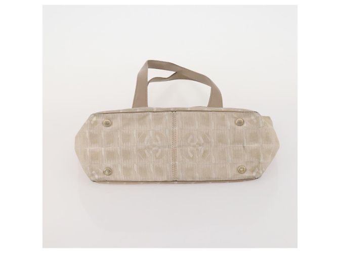 CHANEL Nuova linea di viaggio Borsa tote in nylon 2 pezzi Beige CC Auth ti3895 - vista 15