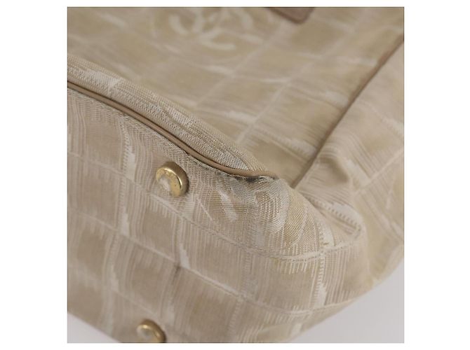CHANEL Nuova linea di viaggio Borsa tote in nylon 2 pezzi Beige CC Auth ti3895 - vista 16