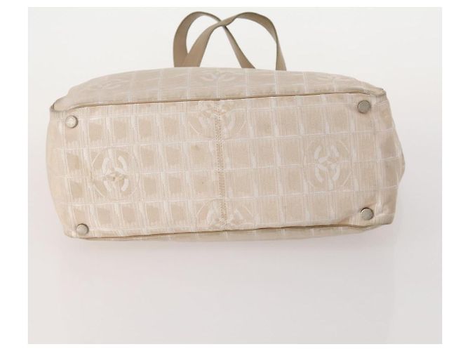 CHANEL Nuova linea di viaggio Borsa tote in nylon 2 pezzi Beige CC Auth ti3895 - vista 7