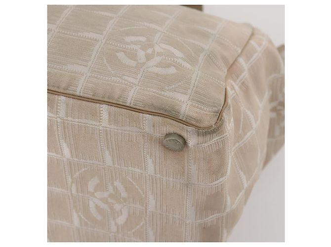 CHANEL Nuova linea di viaggio Borsa tote in nylon 2 pezzi Beige CC Auth ti3895 - vista 8