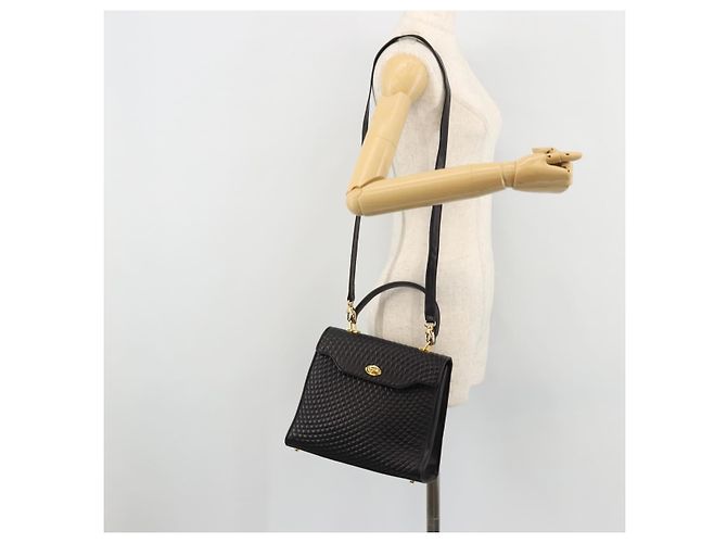 BALLY Borsa a Mano Trapuntata in Pelle 2 in 1 Nero Oro Auth BA12213A D'oro - vista 26