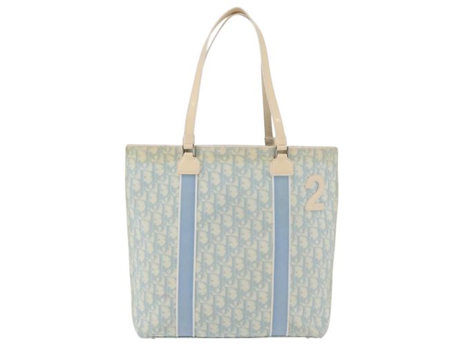 Christian Dior Trotter Canvas Tote Bag PVC Blau Silber Authentisch ep14386 - Ansicht 13