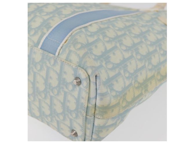 Christian Dior Trotter Canvas Tote Bag PVC Blau Silber Authentisch ep14386 - Ansicht 14