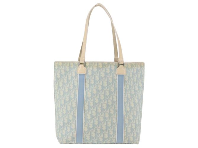 Christian Dior Trotter Canvas Tote Bag PVC Blau Silber Authentisch ep14386 - Ansicht 2