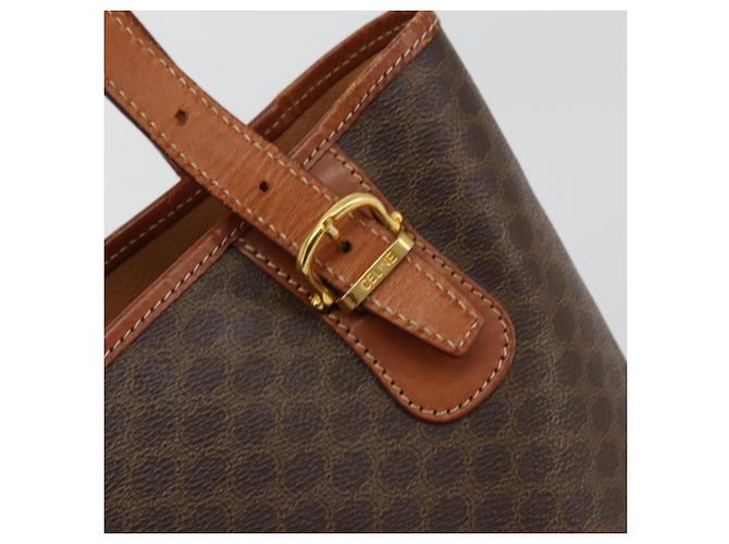 Céline Bolso tote de lona Macadam CELINE en cuero PVC marrón dorado Auth ep14253 Castaño - vista 10
