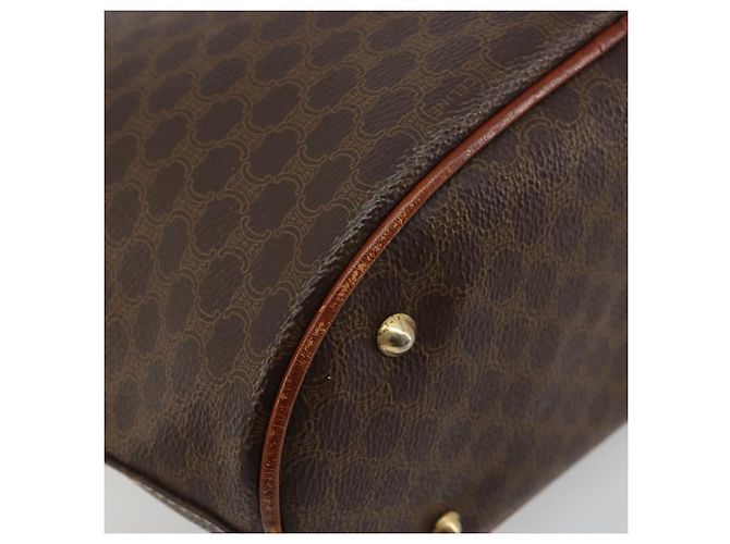 Céline Bolso tote de lona Macadam CELINE en cuero PVC marrón dorado Auth ep14253 Castaño - vista 16