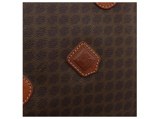 Céline Bolso tote de lona Macadam CELINE en cuero PVC marrón dorado Auth ep14253 Castaño - vista 17