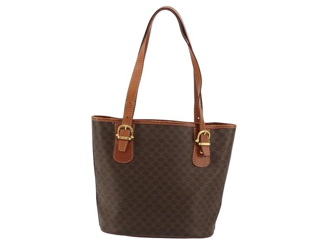 Céline Bolso tote de lona Macadam CELINE en cuero PVC marrón dorado Auth ep14253 Castaño - vista 2