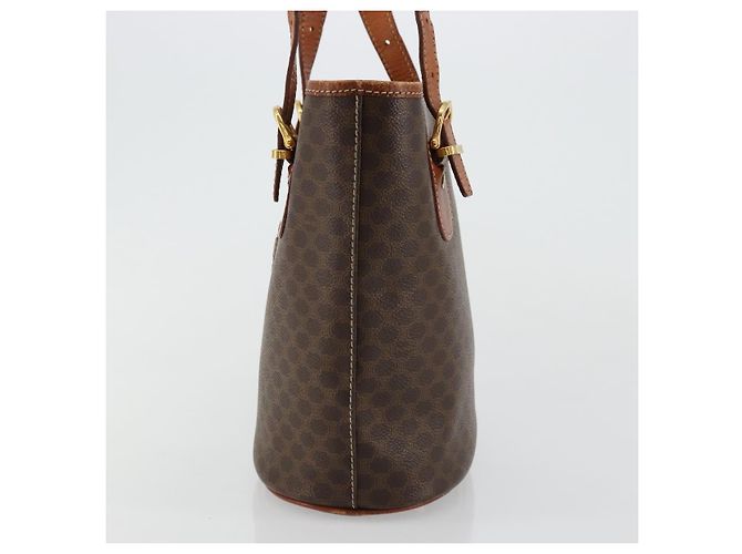 Céline Bolso tote de lona Macadam CELINE en cuero PVC marrón dorado Auth ep14253 Castaño - vista 3