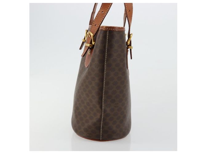 Céline Bolso tote de lona Macadam CELINE en cuero PVC marrón dorado Auth ep14253 Castaño - vista 4