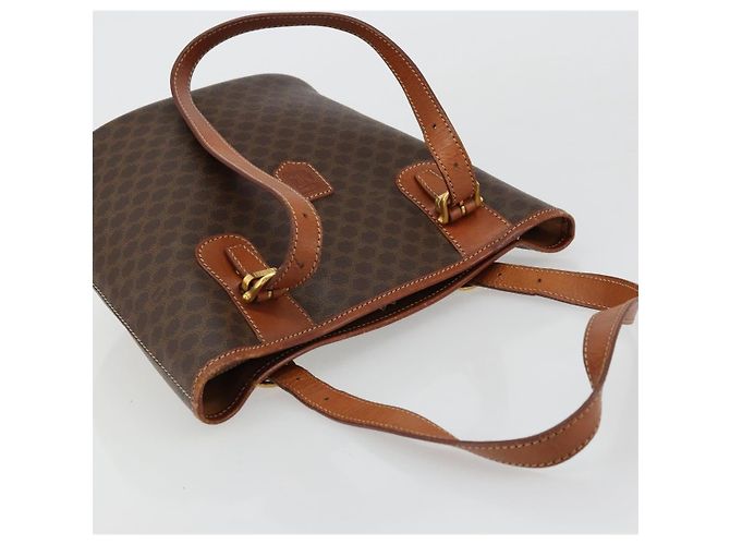 Céline Bolso tote de lona Macadam CELINE en cuero PVC marrón dorado Auth ep14253 Castaño - vista 6