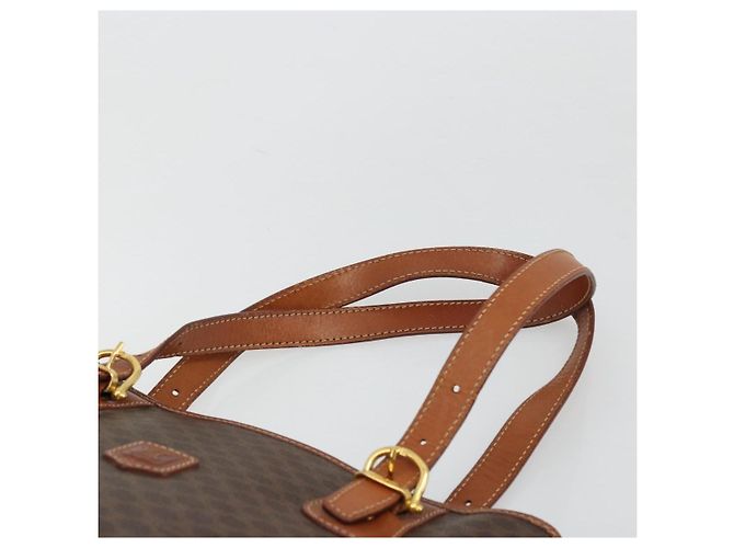 Céline Bolso tote de lona Macadam CELINE en cuero PVC marrón dorado Auth ep14253 Castaño - vista 8