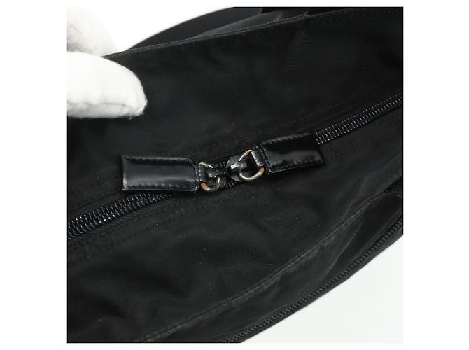 Prada Tote Bag aus schwarzem Nylon mit Silber authentisch ka4054 - Ansicht 10