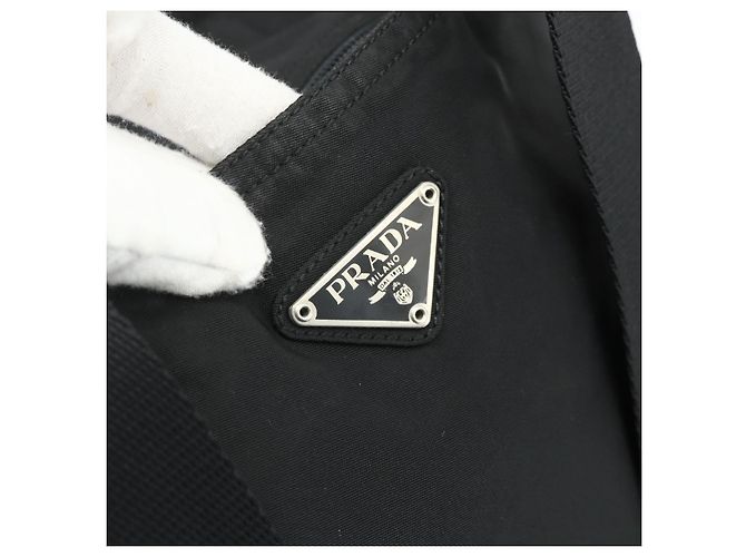 Prada Tote Bag aus schwarzem Nylon mit Silber authentisch ka4054 - Ansicht 17