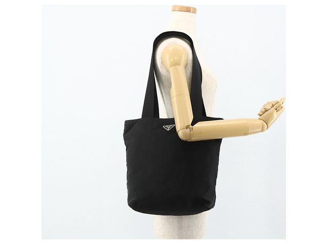 Prada Tote Bag aus schwarzem Nylon mit Silber authentisch ka4054 - Ansicht 24