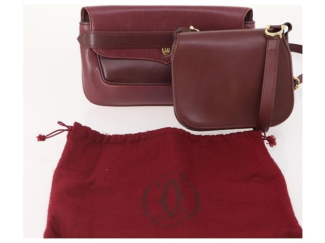 Cartier Borsa a Spalla in Pelle 2 Set Bordeaux Auth BA12166 Bordò - vista 17