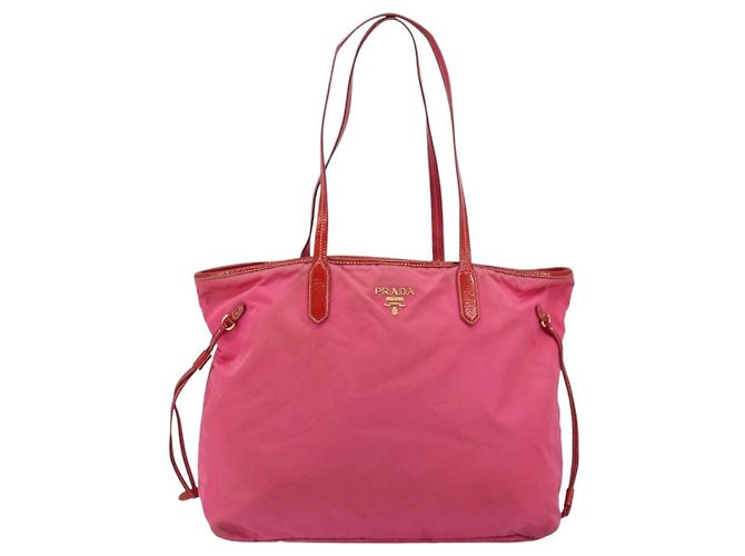 Borsa Tote Prada in Nylon Rosa Oro Auth bs34672 D'oro - vista 13