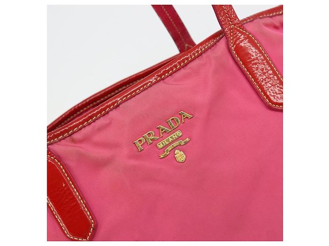 Borsa Tote Prada in Nylon Rosa Oro Auth bs34672 D'oro - vista 19