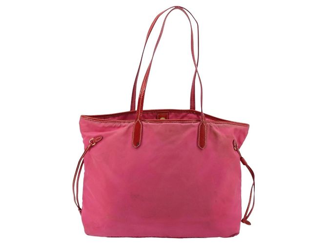 Borsa Tote Prada in Nylon Rosa Oro Auth bs34672 D'oro - vista 2