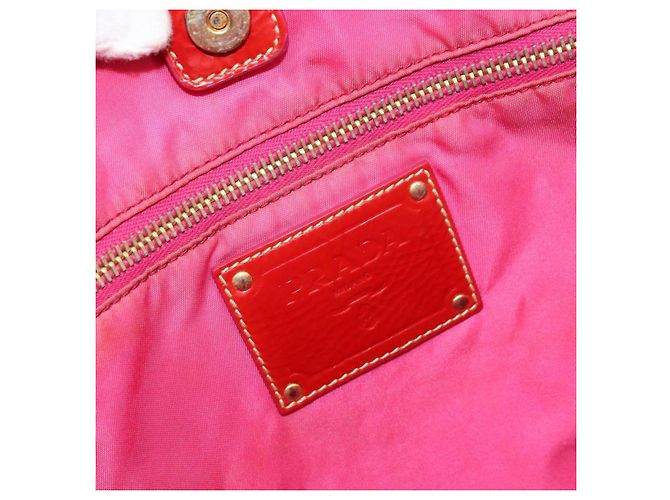 Borsa Tote Prada in Nylon Rosa Oro Auth bs34672 D'oro - vista 20
