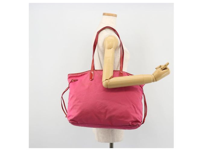 Borsa Tote Prada in Nylon Rosa Oro Auth bs34672 D'oro - vista 25