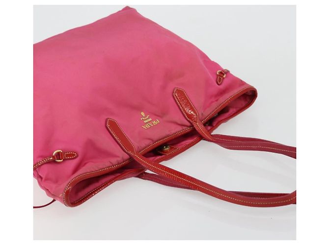 Borsa Tote Prada in Nylon Rosa Oro Auth bs34672 D'oro - vista 6