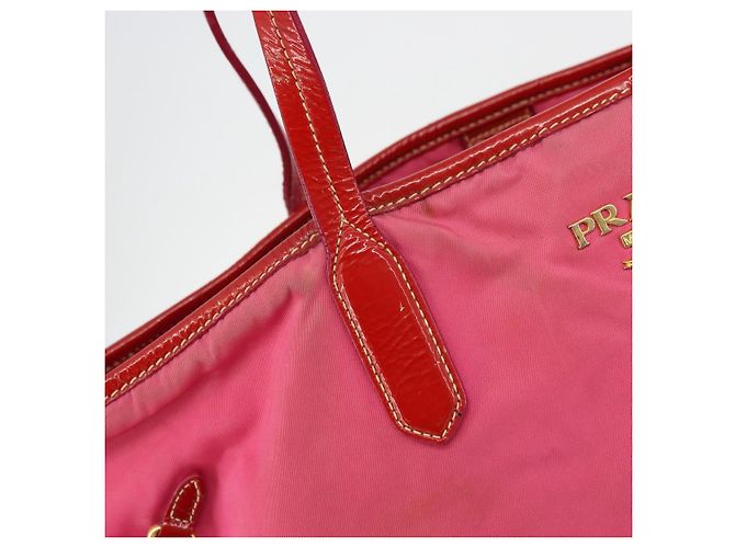 Borsa Tote Prada in Nylon Rosa Oro Auth bs34672 D'oro - vista 9