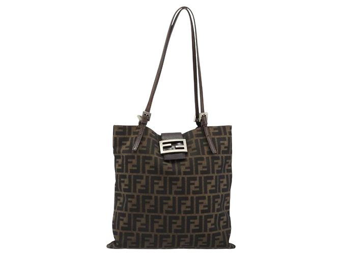 FENDI Zucca Canvas Tote Bag Schwarz Braun Auth 176230 - Ansicht 13